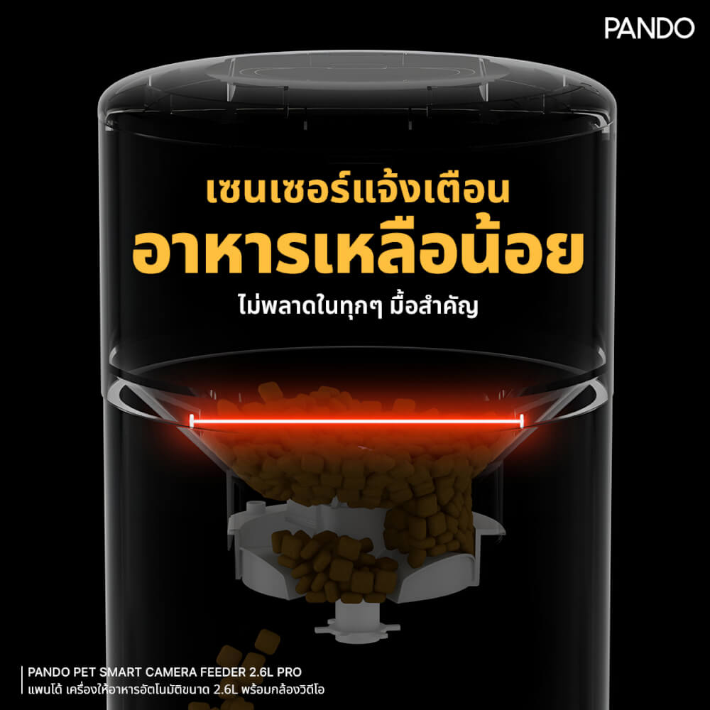 เครื่องให้อาหารอัตโนมัติ PANDO รุ่น โปร ขนาด 2.6L (พร้อมกล้องวิดีโอ)